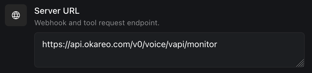 Vapi ServerUrl setting