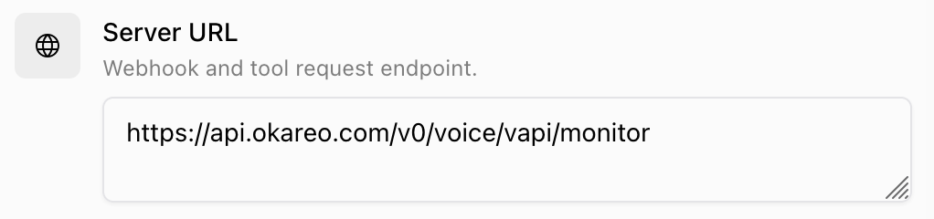 Vapi ServerUrl setting