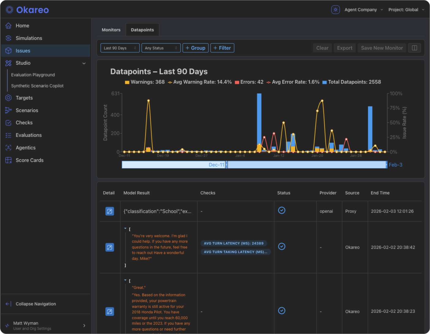 Monitoring and observability in Okareo