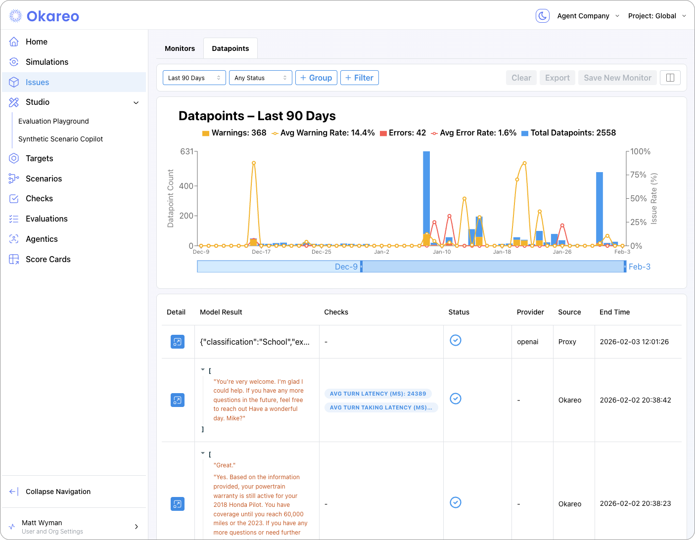 Monitoring and observability in Okareo