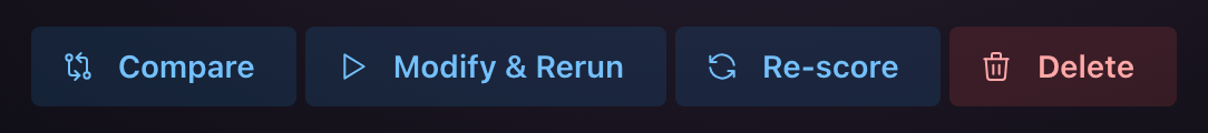 Run header actions on a finished run, including the Re-score button